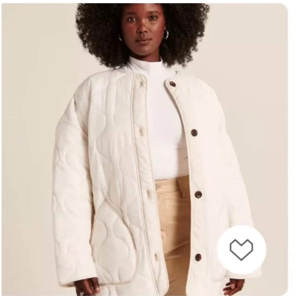 Abercrombie & Fitch - White Quilted Puffer Jacket XL